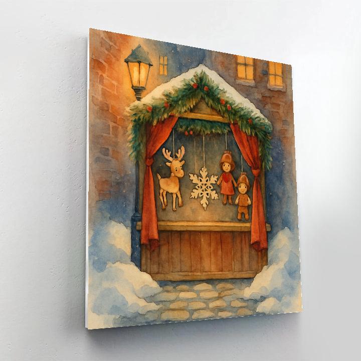 Snowy Puppet Theater Christmas Lane Paint by numbers art