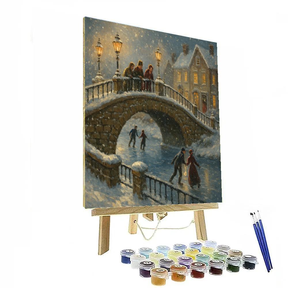 Christmas Night On The Frozen Canal Bridge Paint by numbers kits