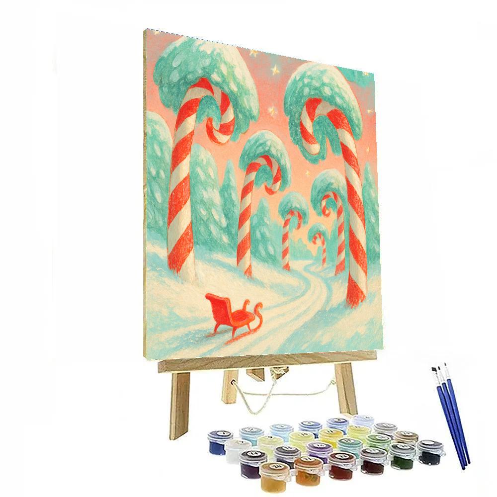 Candy Cane Forest Sleigh Path Number painting