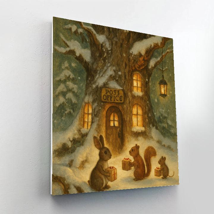 Winter Post Office In Hollow Tree paint by number