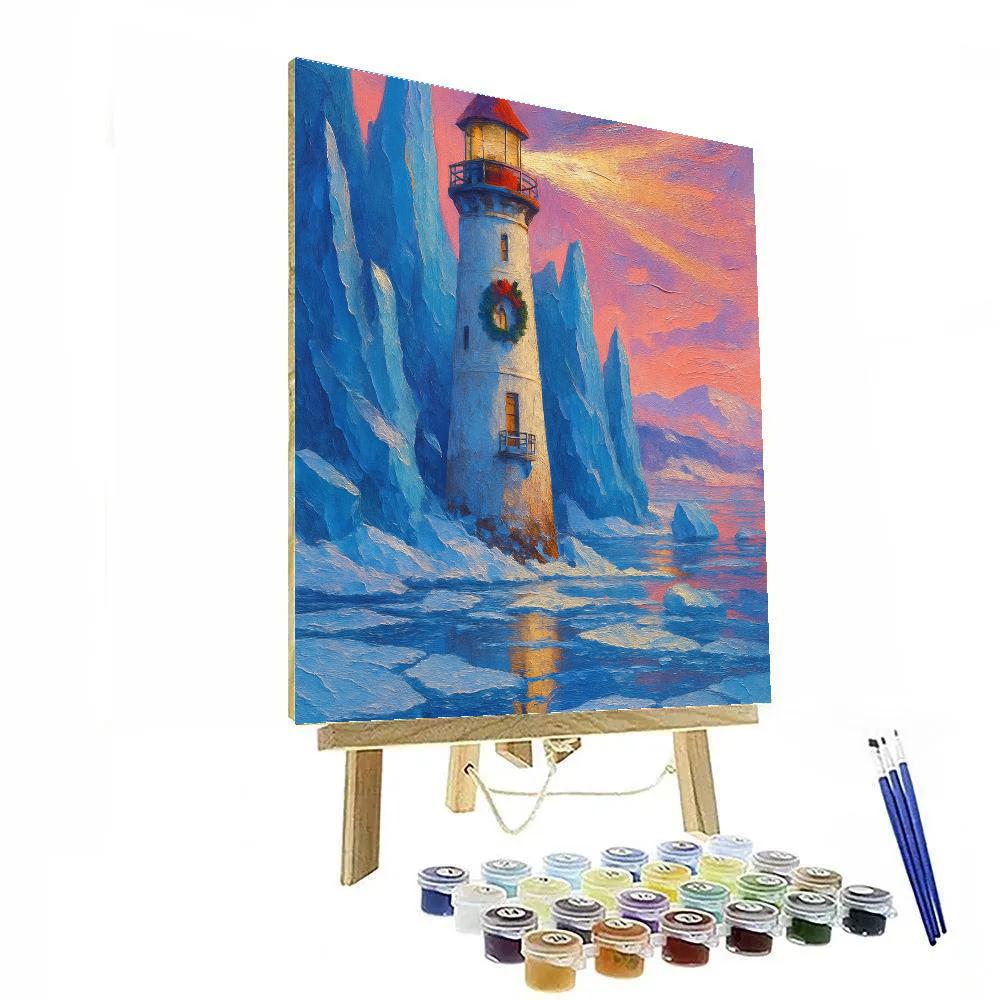 Christmas Lighthouse Among Glacier Spires paint by number