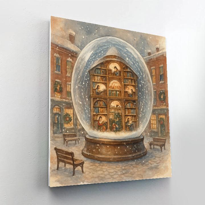Snow Globe Library In Town Square paint by number