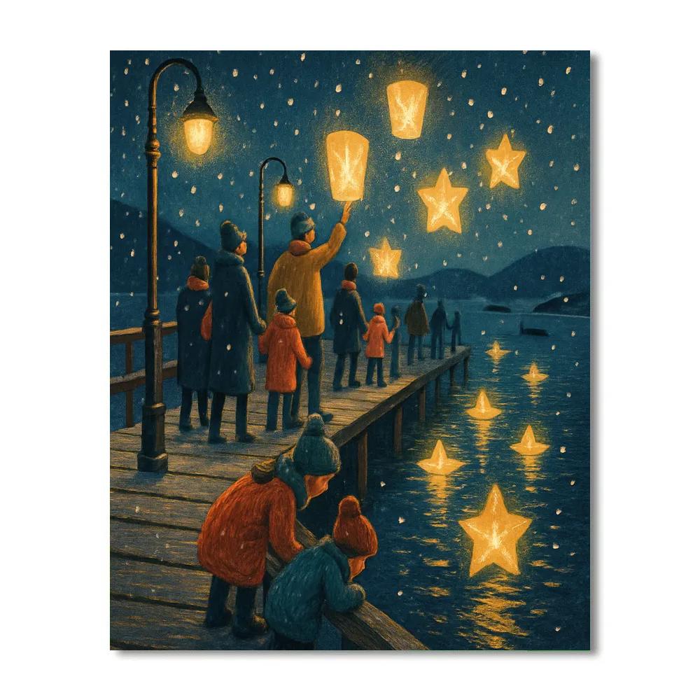 Midwinter Lantern Festival On The Pier Paint by numbers kits
