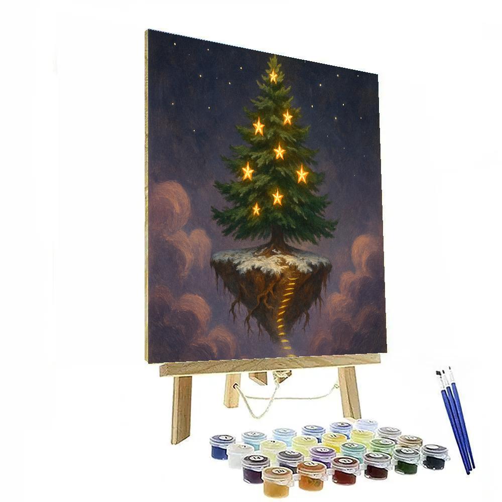 Christmas Star Tree On Floating Island Number painting