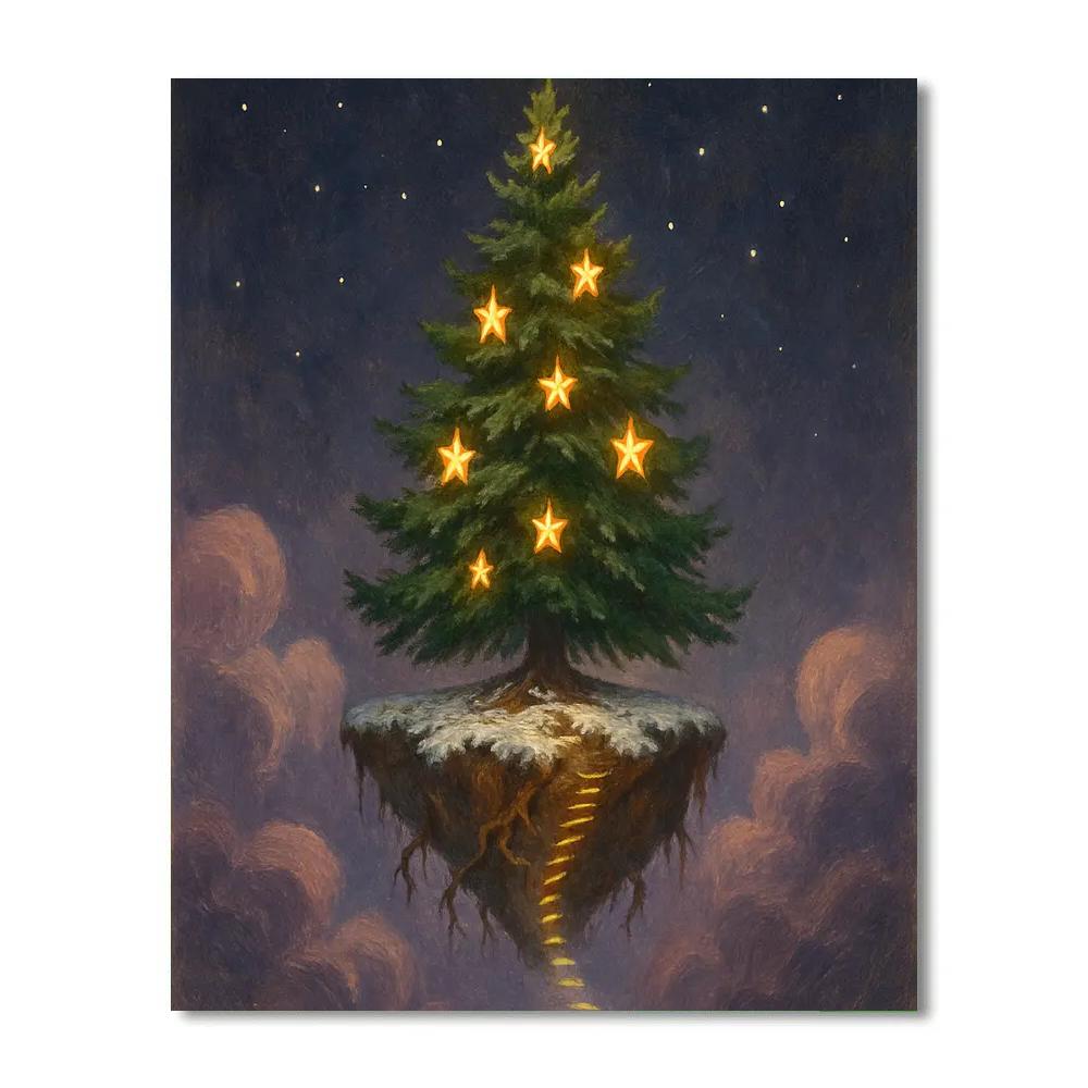 Christmas Star Tree On Floating Island Number painting