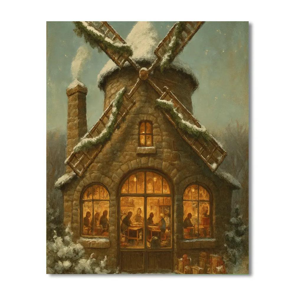 Holiday Workshop In The Old Windmill Paint by numbers kits