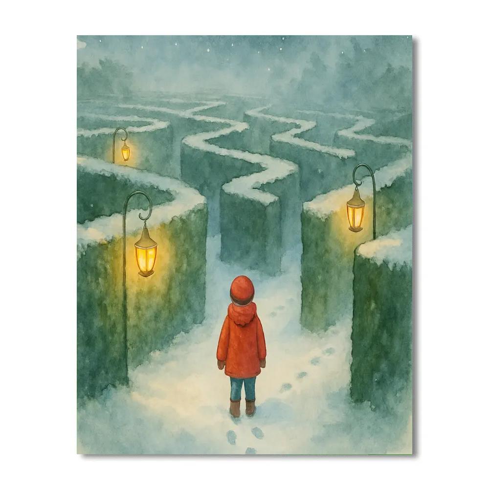 Christmas Lanterns In The Frozen Maze Numbered painting kits