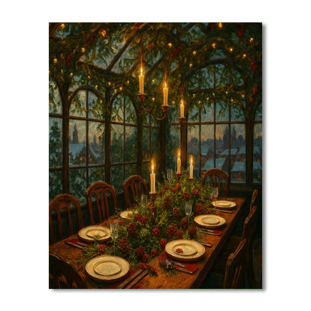 Midwinter Feast In Glass Rooftop Garden Numbered painting kits