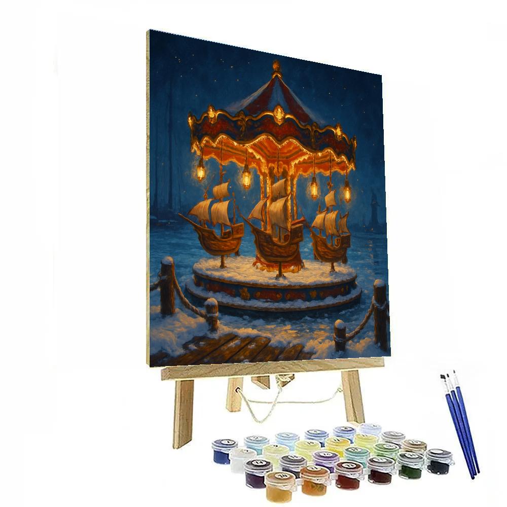 Christmas Harbor Carousel Of Ships DIY paint by numbers