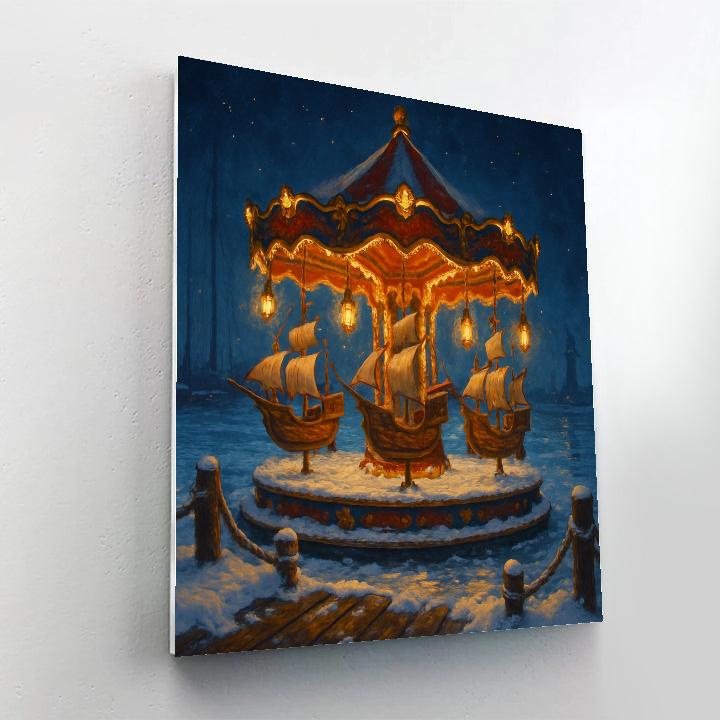 Christmas Harbor Carousel Of Ships DIY paint by numbers