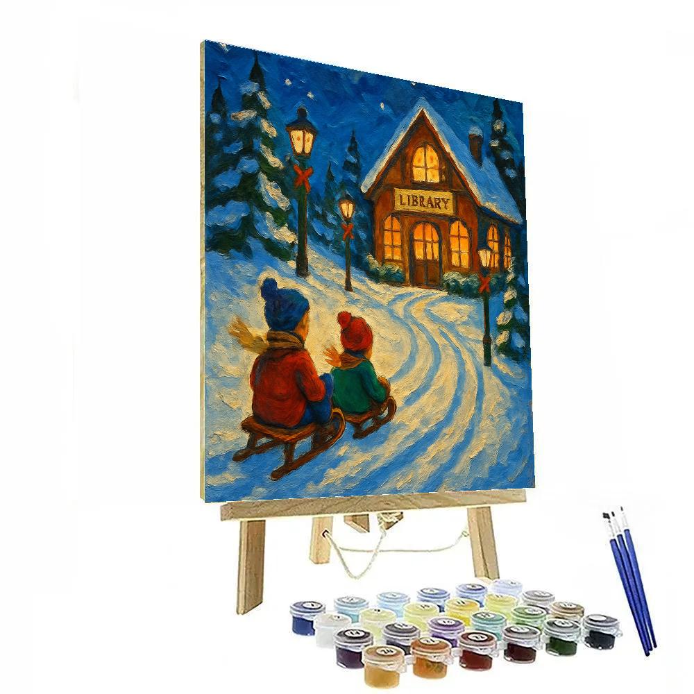 Midwinter Library Sled Hill Numbered painting kits