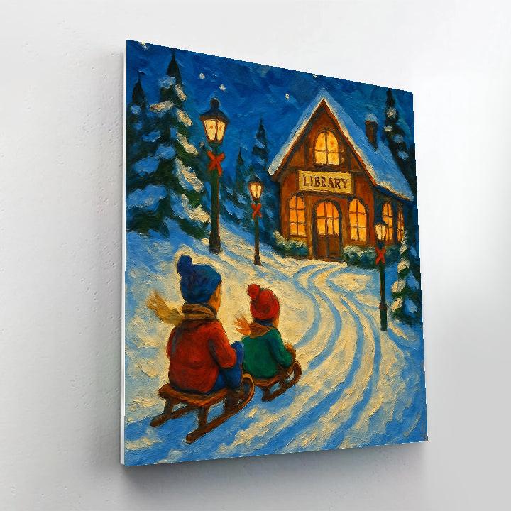 Midwinter Library Sled Hill Numbered painting kits