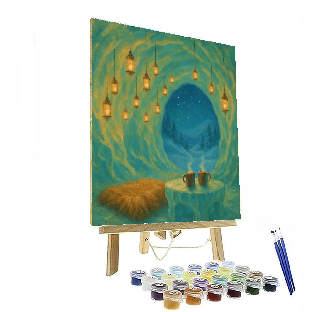 Christmas Lantern Ice Cave Retreat paint by number