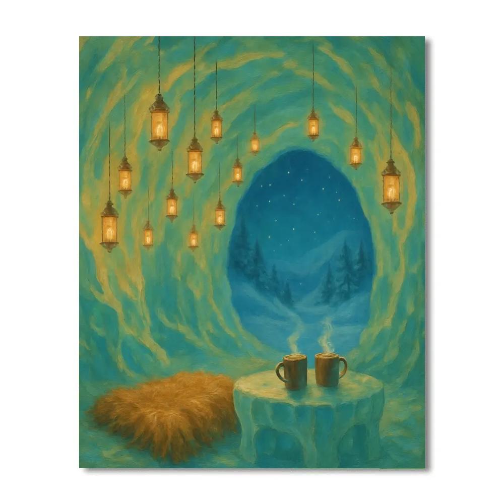Christmas Lantern Ice Cave Retreat paint by number