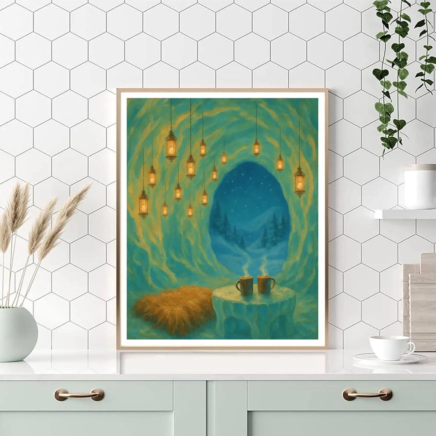 Christmas Lantern Ice Cave Retreat paint by number