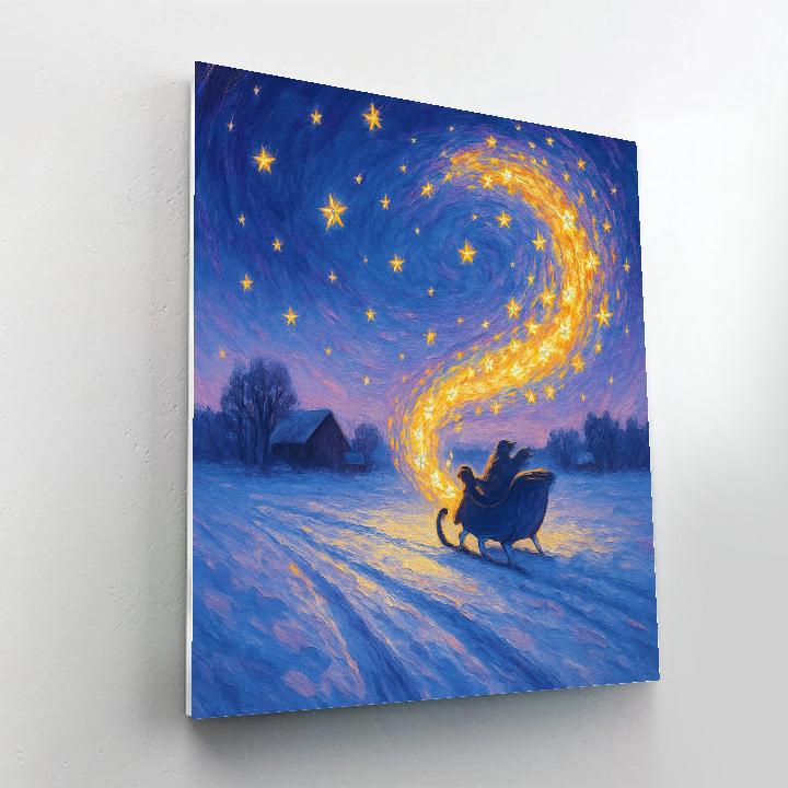 Star Trail Sleigh Over Frozen Fields Painting by numbers kit