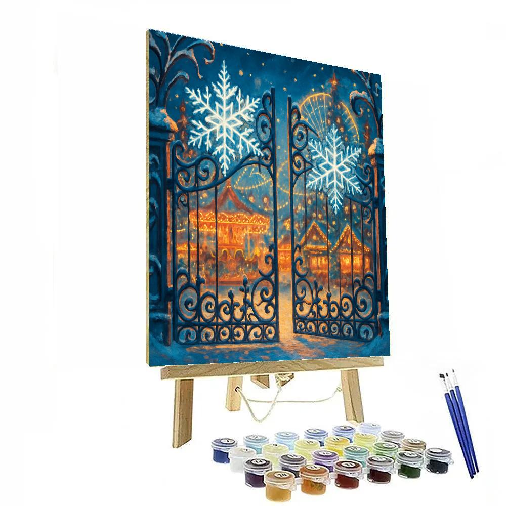 Snowflake Gate To Winter Fair paint by numbers