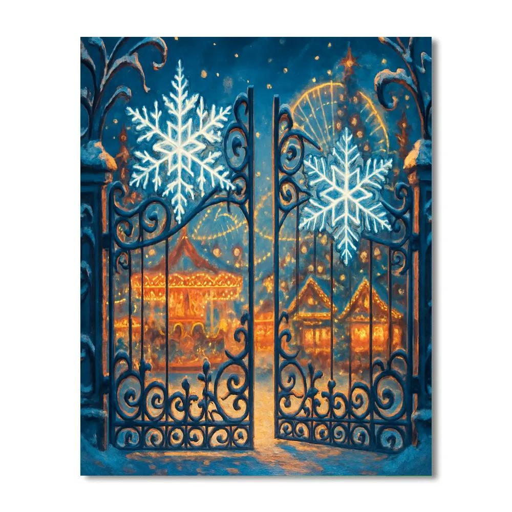 Snowflake Gate To Winter Fair paint by numbers