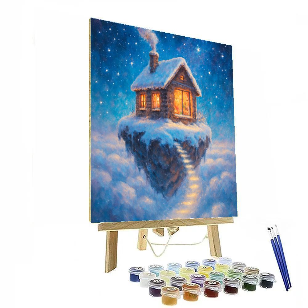 Christmas Cottage Above The Clouds DIY paint by numbers