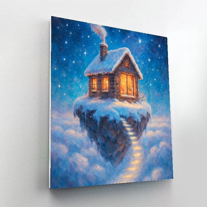 Christmas Cottage Above The Clouds DIY paint by numbers