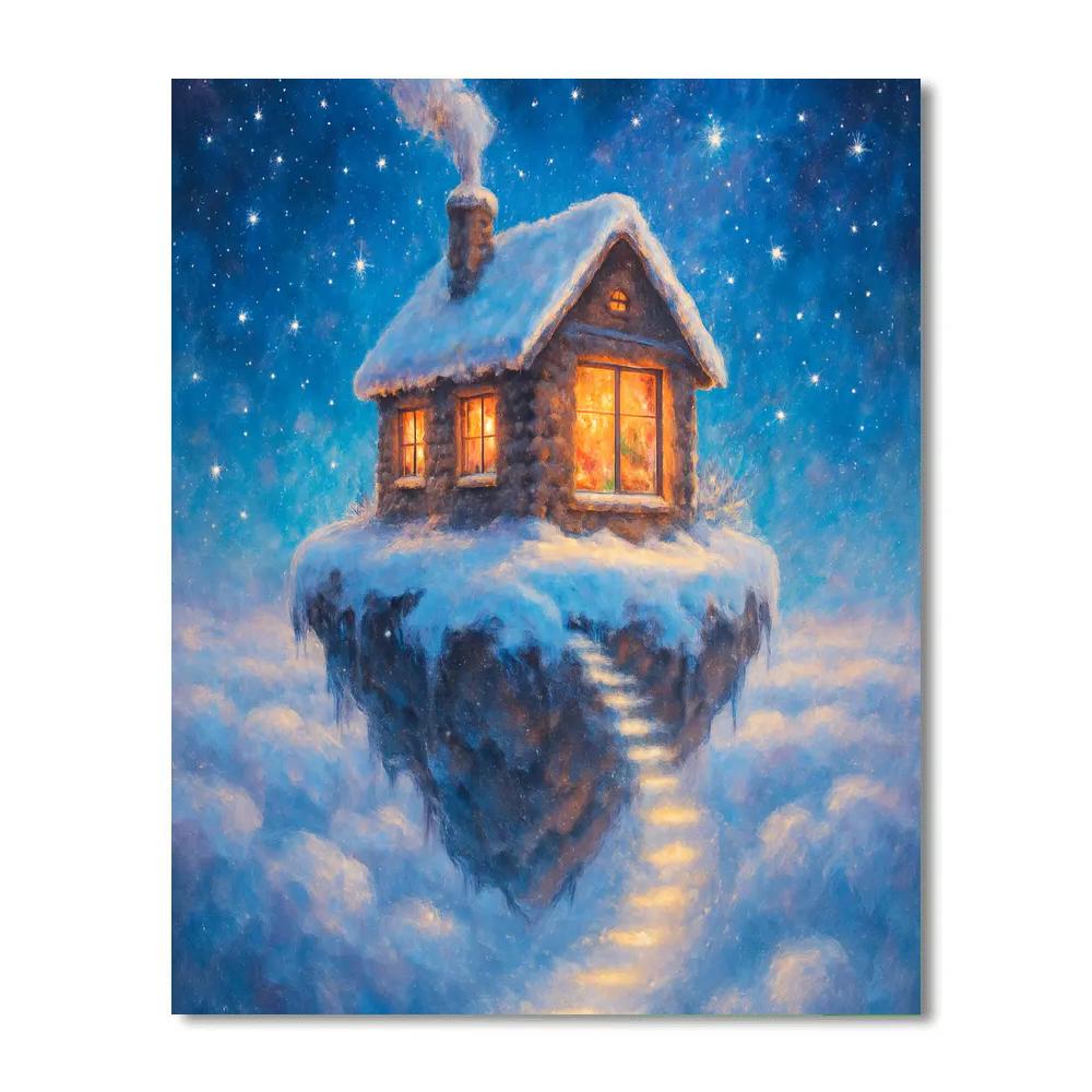 Christmas Cottage Above The Clouds DIY paint by numbers