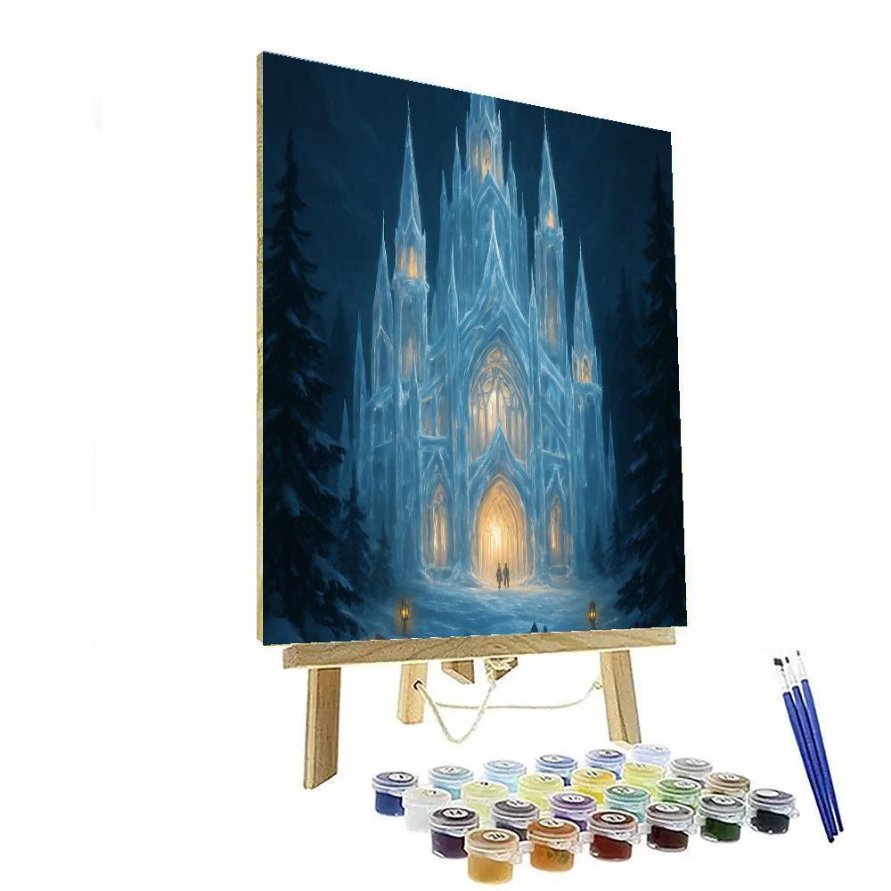 Snow Crystal Cathedral In Pine Forest paint by numbers