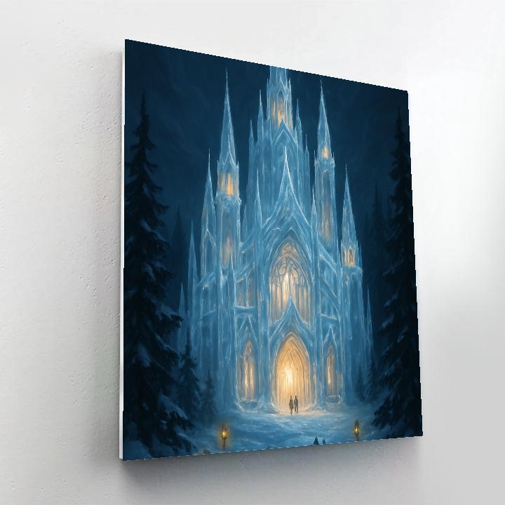 Snow Crystal Cathedral In Pine Forest paint by numbers