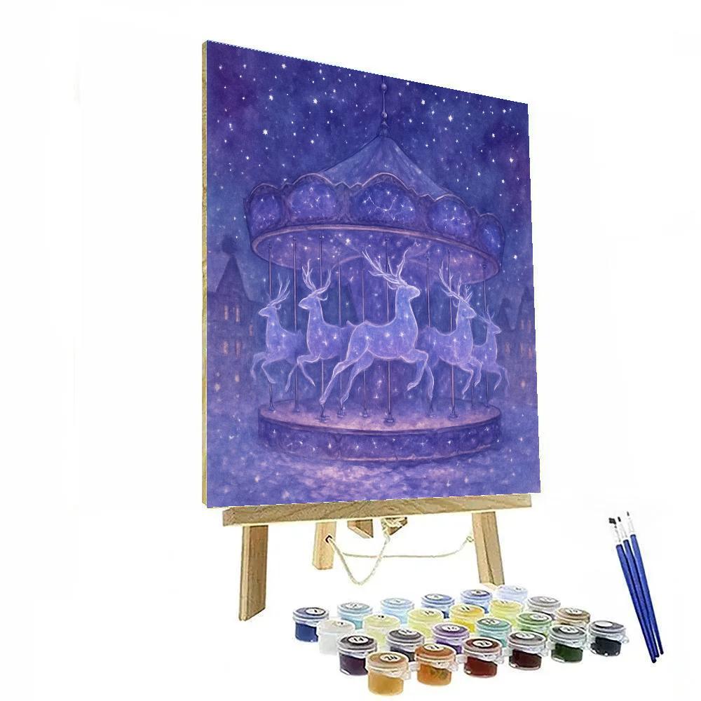 Snowy Carousel Of Constellation Reindeer Painting by numbers kit