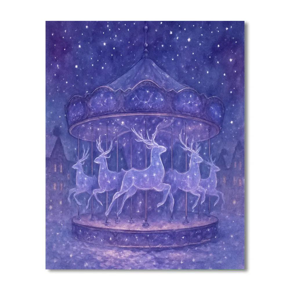 Snowy Carousel Of Constellation Reindeer Painting by numbers kit