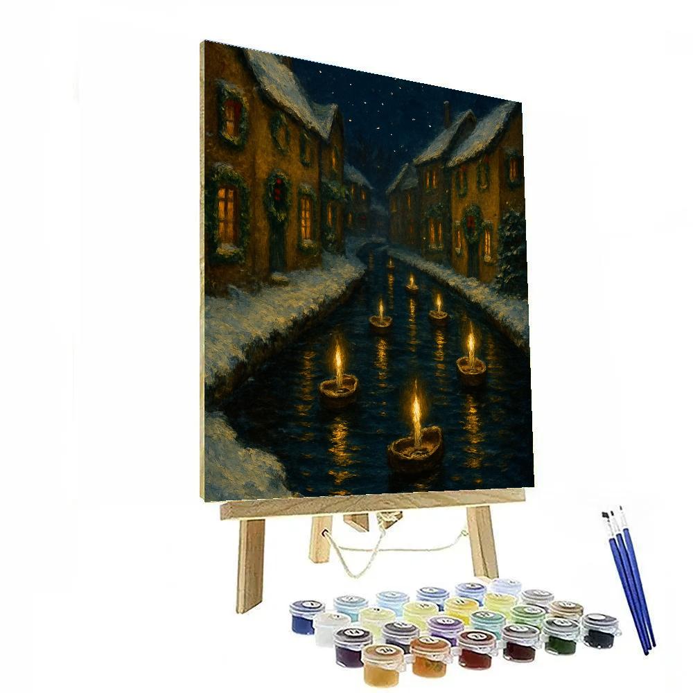Winter Candleboat Procession On Canal Number painting