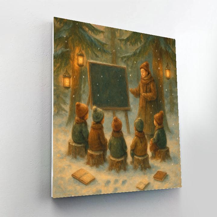 Snowy Forest Lantern Classroom DIY paint by numbers