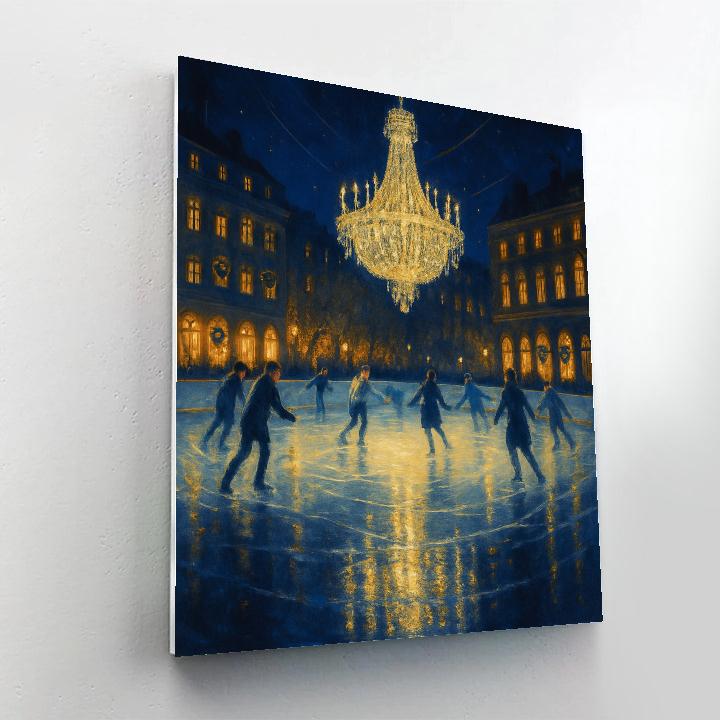 Midnight Skaters Under Crystal Chandelier paint by color
