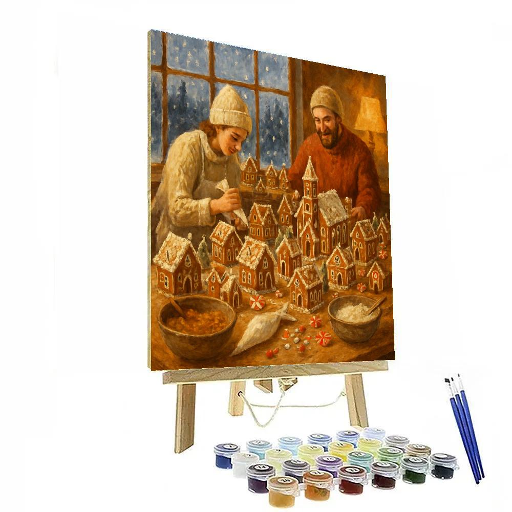 Gingerbread Village Winter Workshop Number painting