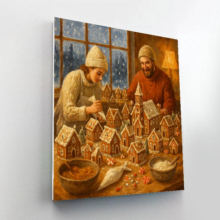 Gingerbread Village Winter Workshop Number painting