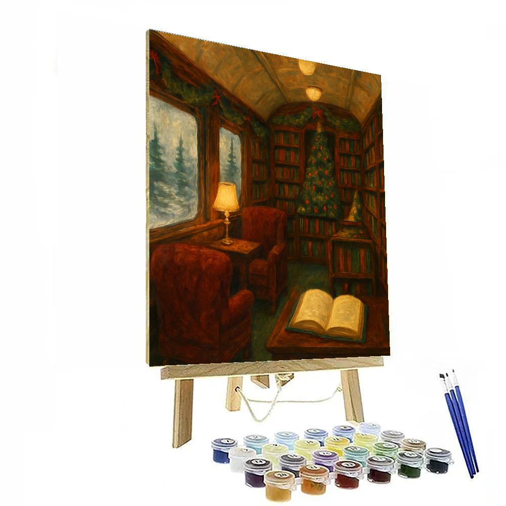 Christmas Train Library Car paint by numbers