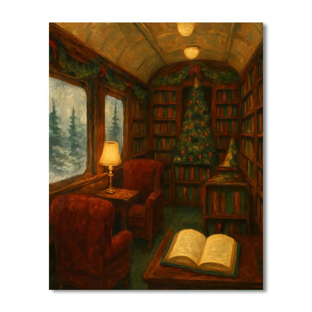 Christmas Train Library Car paint by numbers