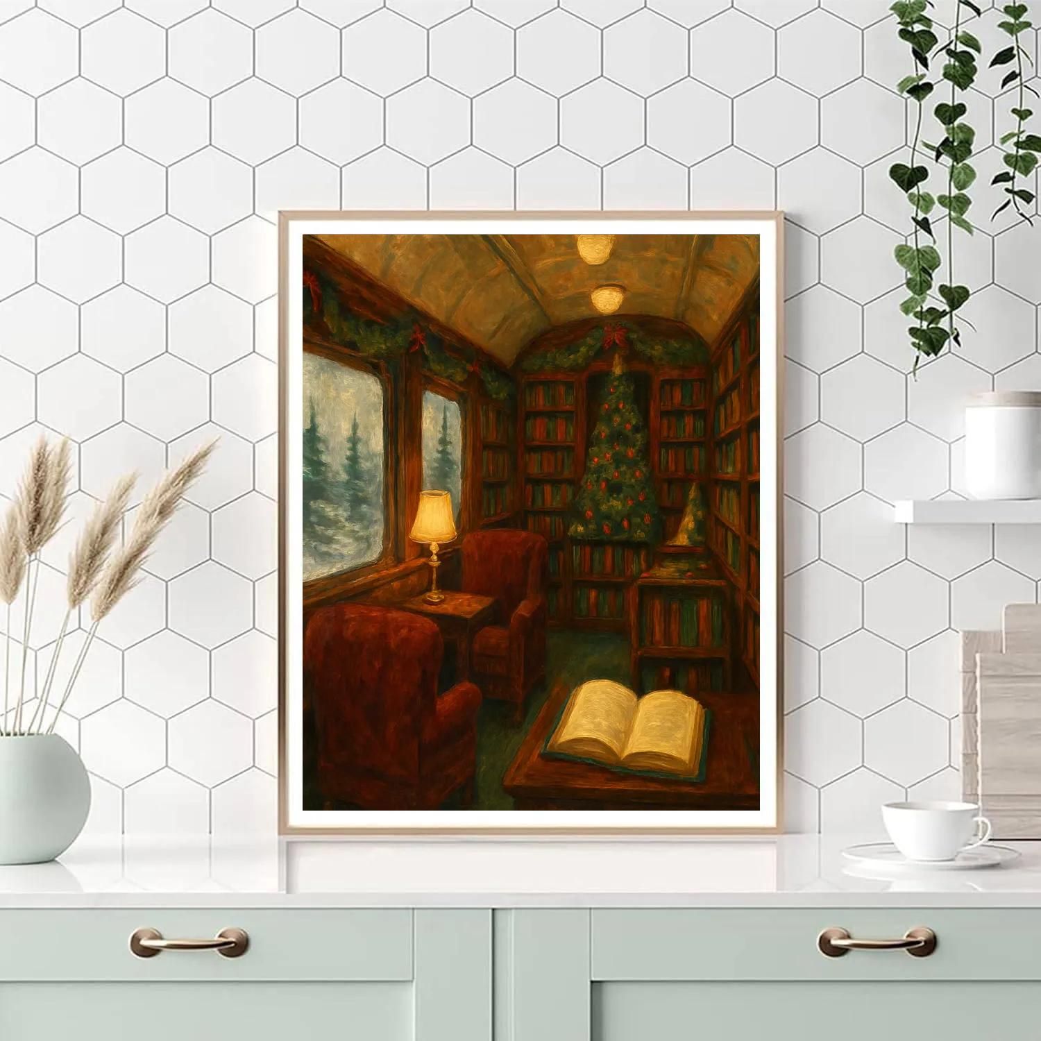 Christmas Train Library Car paint by numbers