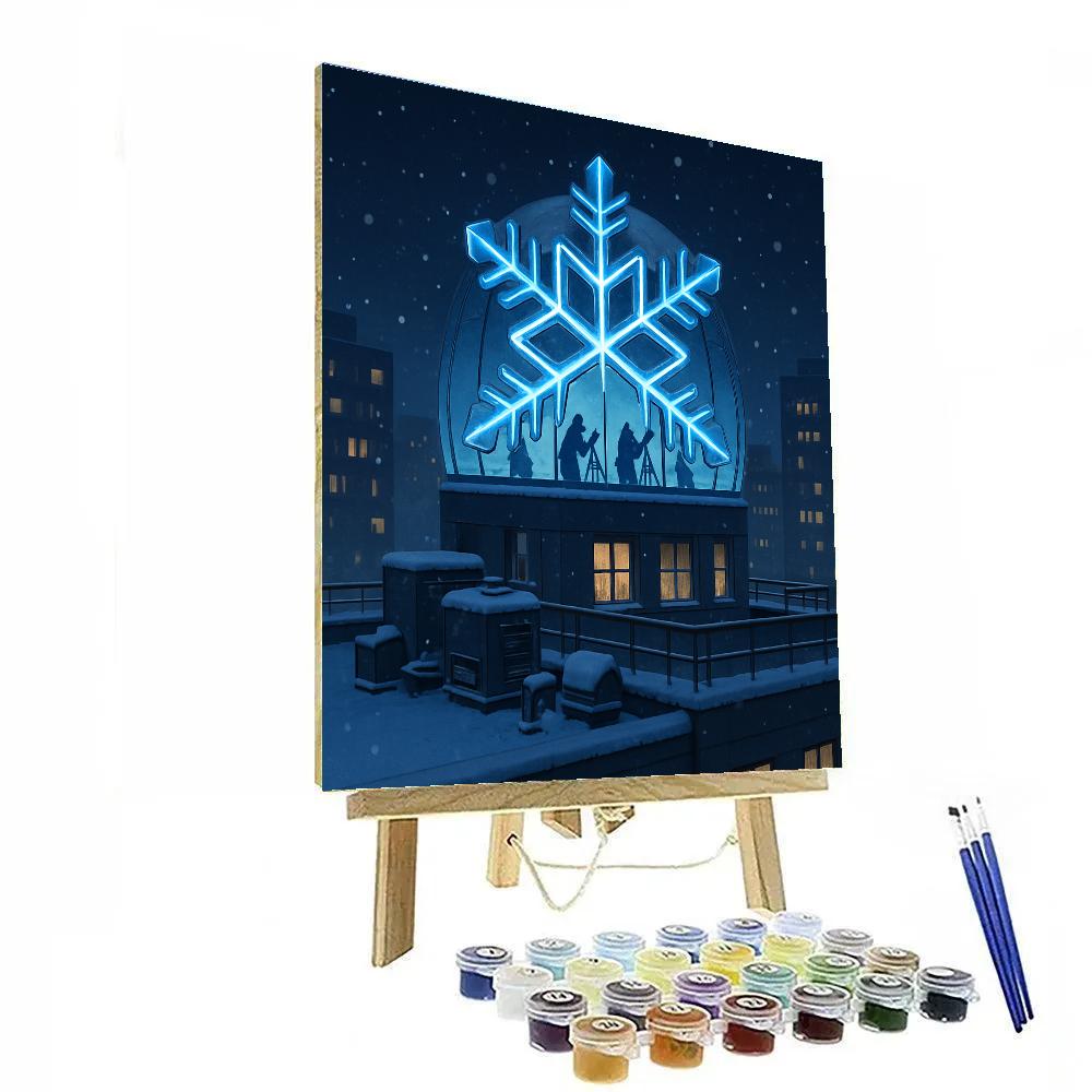 Snowflake Observatory On City Rooftop Numbered painting kits