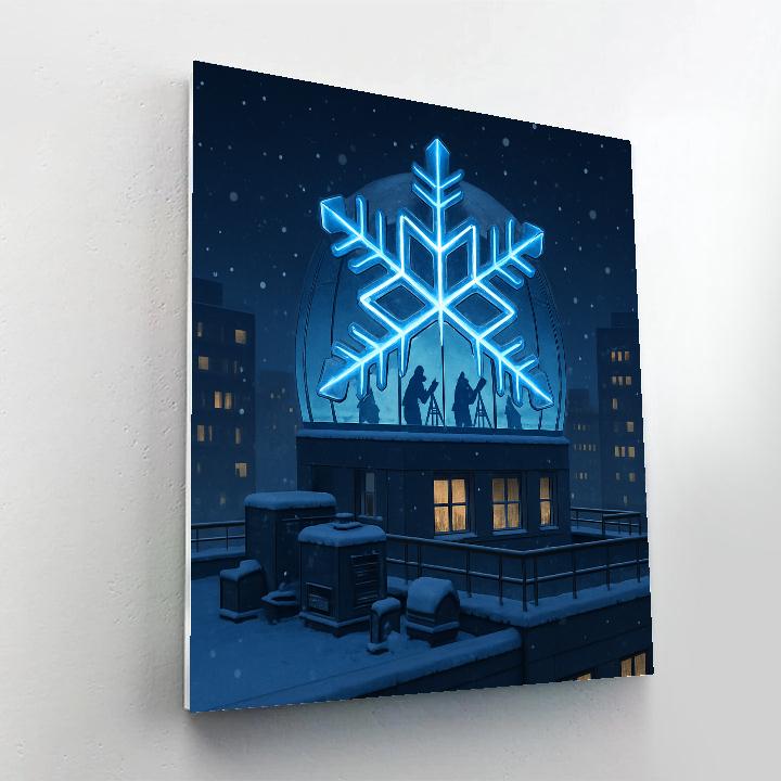 Snowflake Observatory On City Rooftop Numbered painting kits