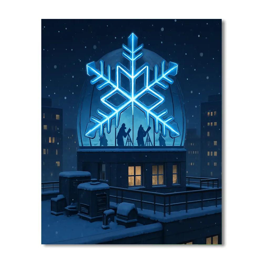 Snowflake Observatory On City Rooftop Numbered painting kits