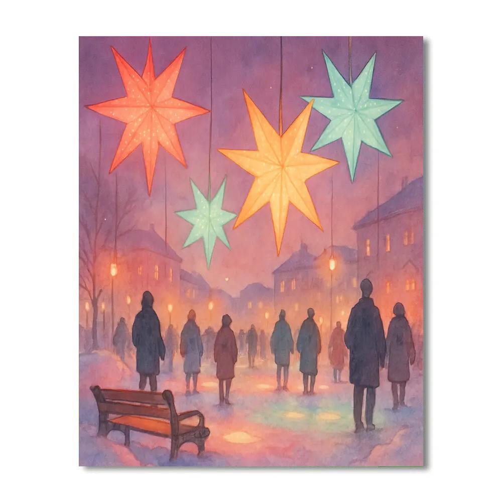 Winter Festival Of Paper Stars Numbered painting kits