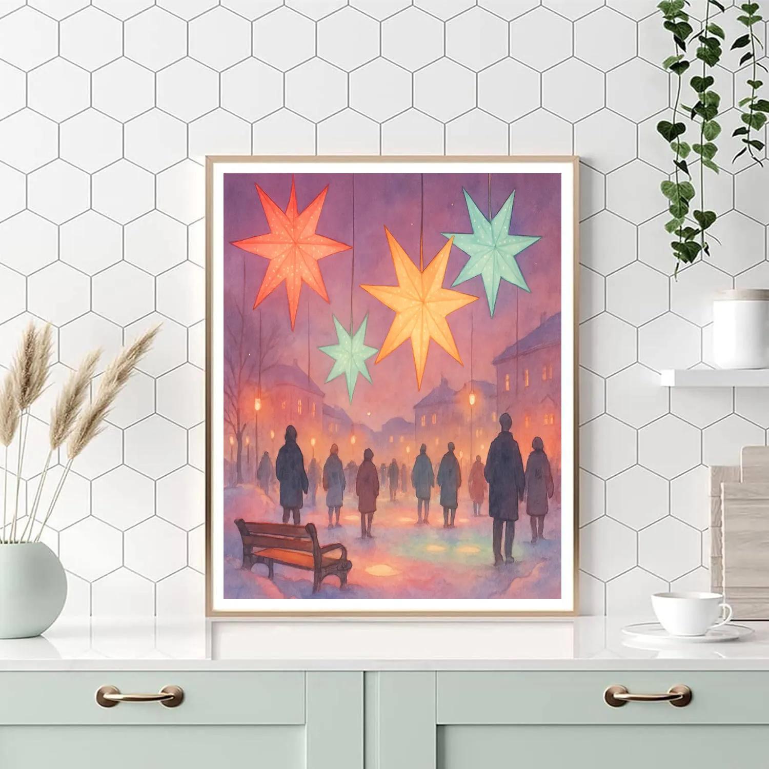 Winter Festival Of Paper Stars Numbered painting kits
