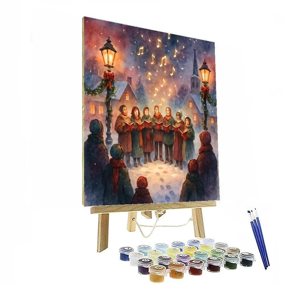 Snowy Village Starry Choir Performance Number painting