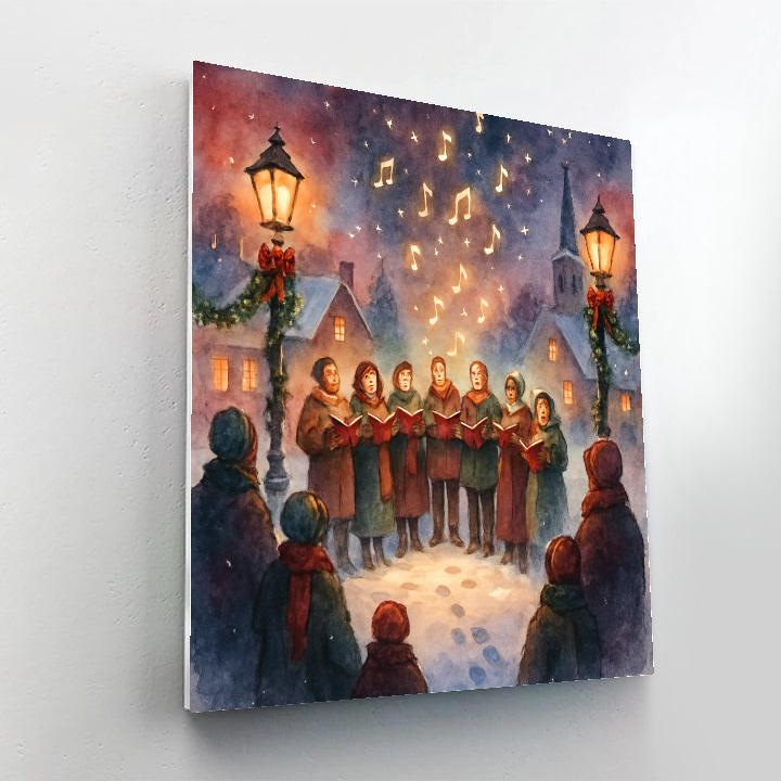 Snowy Village Starry Choir Performance Number painting