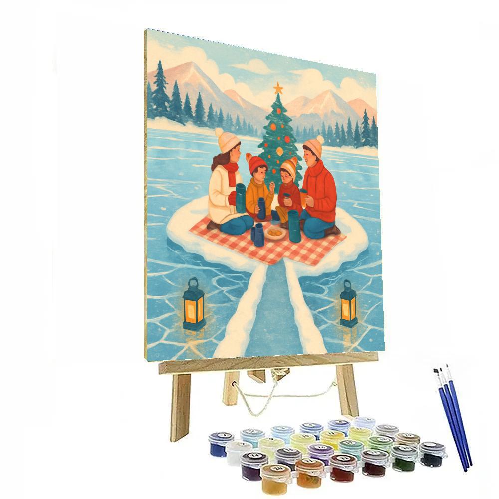 Winter Picnic On Frozen Lake Island paint by color