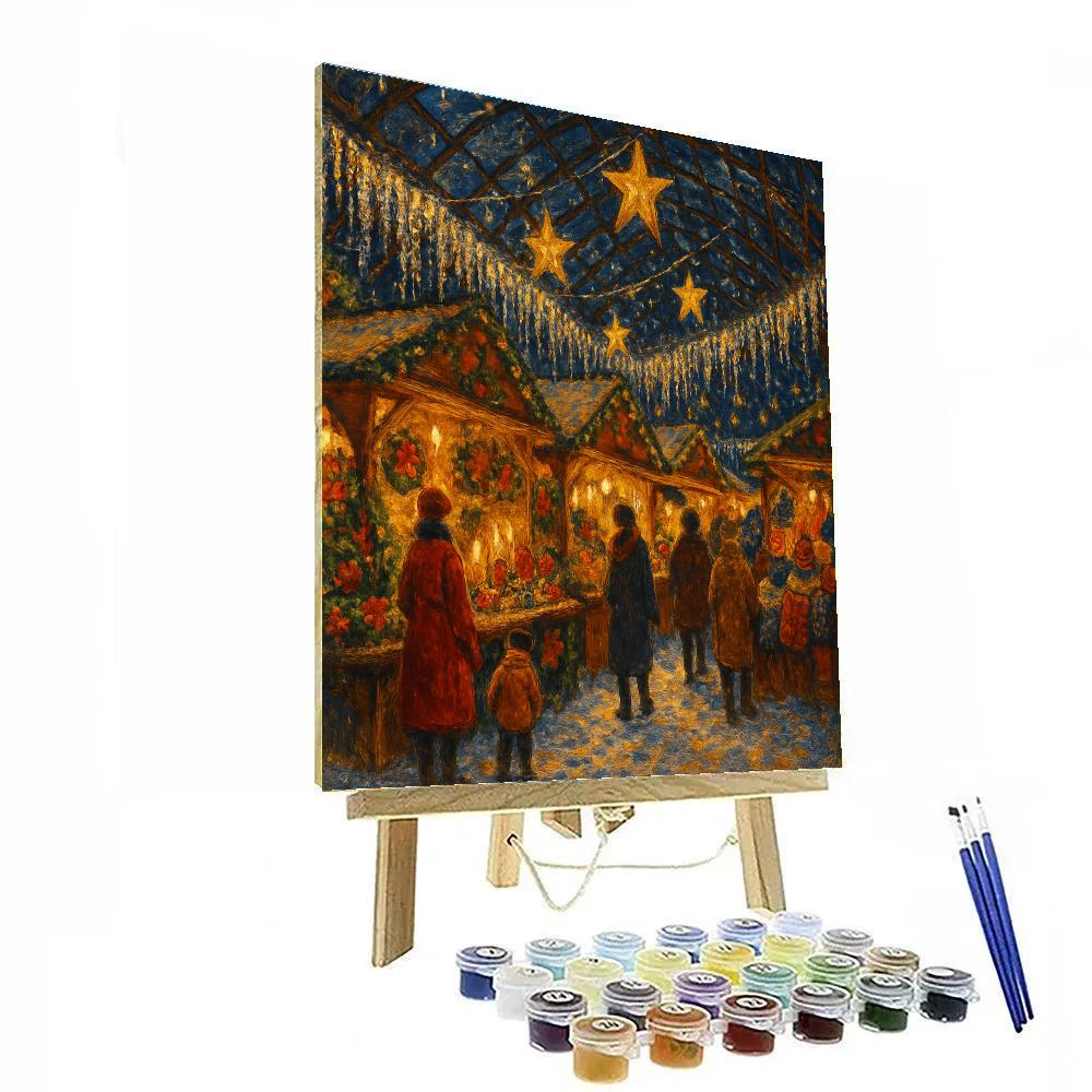 Christmas Market Under Crystal Canopy paint by number