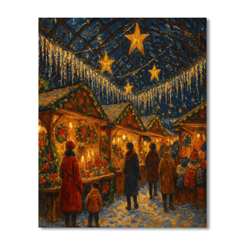 Christmas Market Under Crystal Canopy paint by number