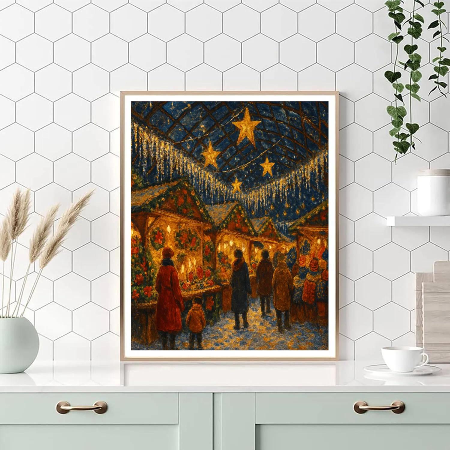 Christmas Market Under Crystal Canopy paint by number