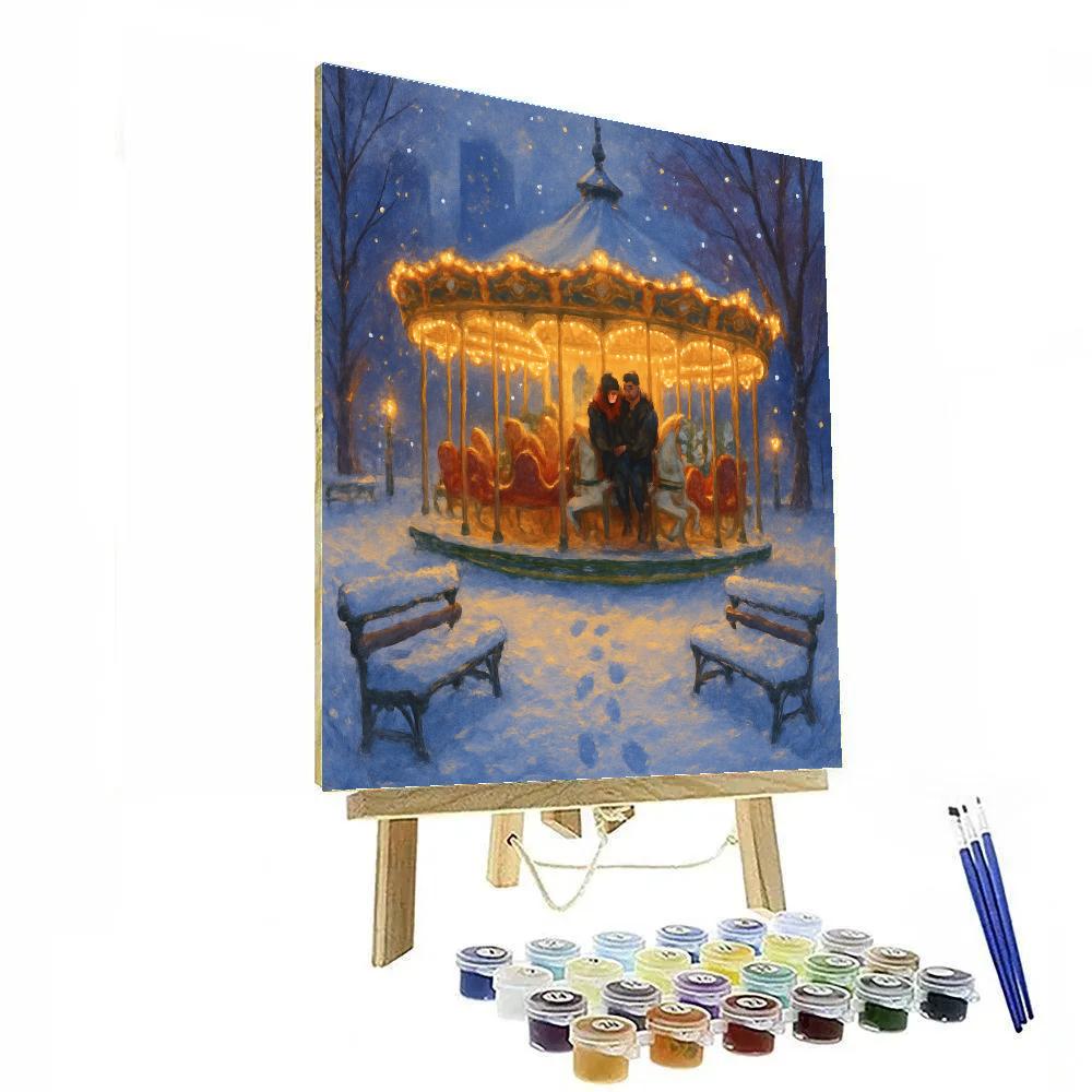 Winter Carousel Date In City Park Paint by numbers kits
