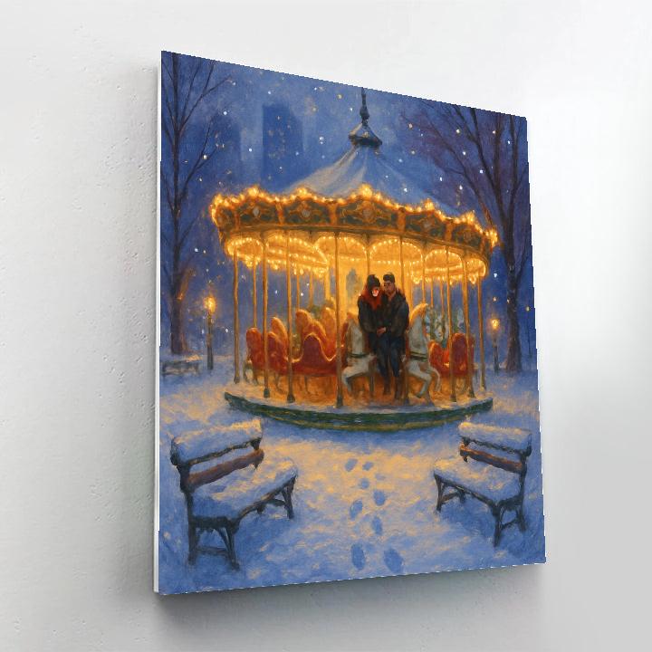 Winter Carousel Date In City Park Paint by numbers kits